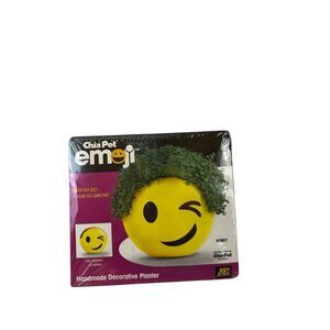 Chia pet‎ emoji winky handmade decorative planter new